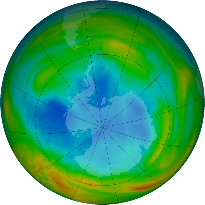 Antarctic ozone map for 03 August 1986